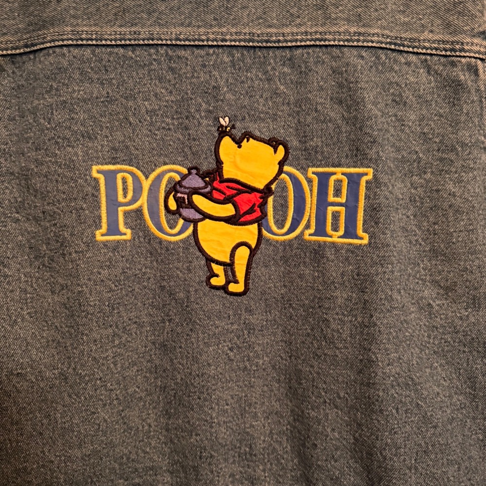 Vintage Disney Winnie the Pooh Denim Jacket Medium Blue Embroidered Cotton - Picture 5 of 11